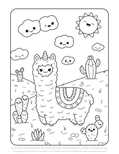 Free Kawaii Llamacorn Printable Colouring Page From The Cute And Easy