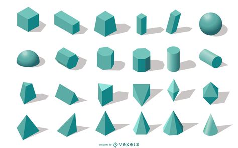 3d Geometric Shapes Collection Vector Download