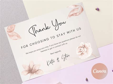 Airbnb Host Thank You Card Template Editable Canva Airbnb Etsy Canada