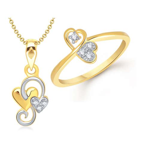 Vk Jewels Golden Sweet Love Heart Combo Of Ring Pendant Buy Vk Jewels Golden Sweet Love Heart
