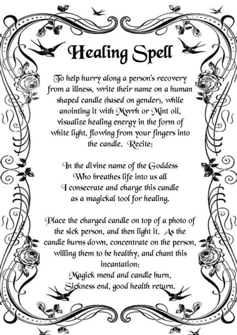 Healing Spell Printable Page Witches Of The Craft