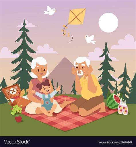 Grandmother And Grandfather Together Play With Vector Image