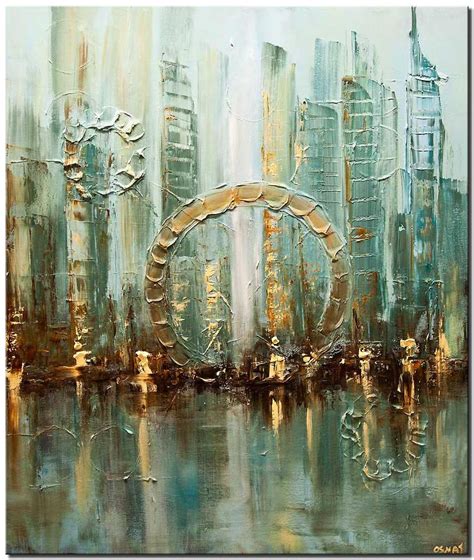 Painting For Sale Original Abstract City Modern Palette Knife 7888