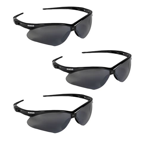 kleenguard v30 25688 nemesis safety glasses 3000356 3 pair black frame with smoke mirror lens