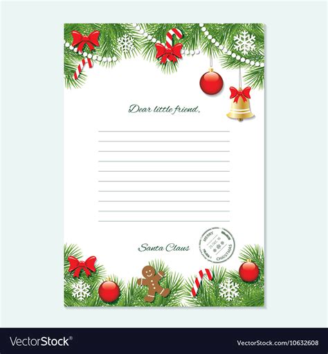 Christmas Letter From Santa Claus Template Vector Image