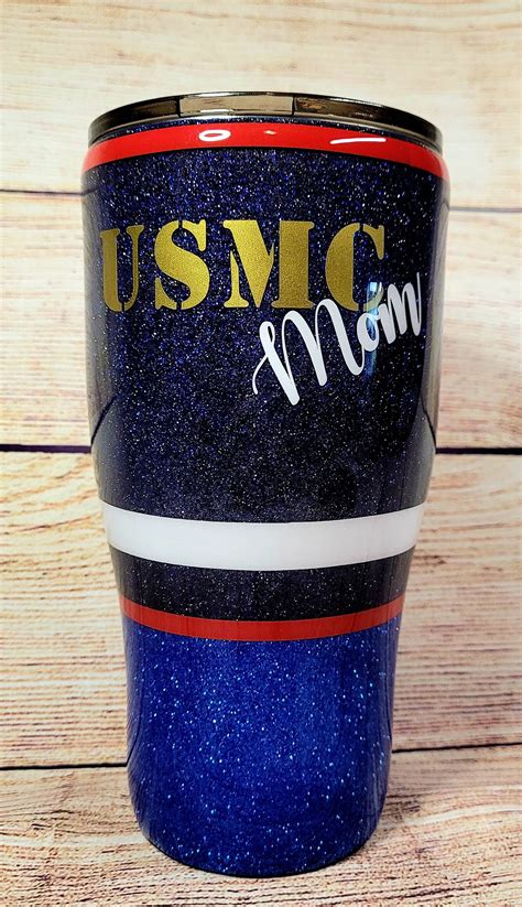 Marine Wife Marine Mom Marine Daughter Glitter Tumbler Cup Etsy