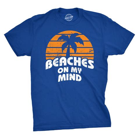 mens beaches on my mind tshirt funny summer vacation tee men beach funny shirts for men