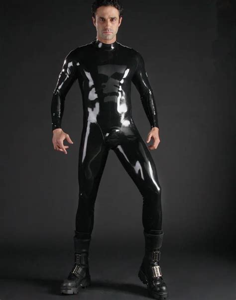 black latex men s tight with back zipper till waist rubber customes makes men attractive plus