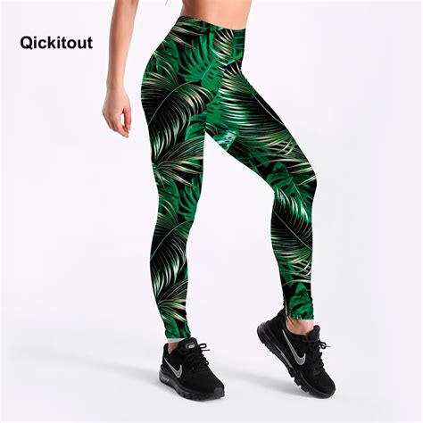 Qickitout Leggings Fashion 2017 Forest Leaves Banana Leaves Womens Sexy Leggings Fashion