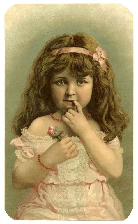 Antique Image Little Girl With Exceptionally Pretty Face