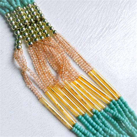 Multi Strand Seed Bead Necklace Vintage Multistrand Necklace Etsy