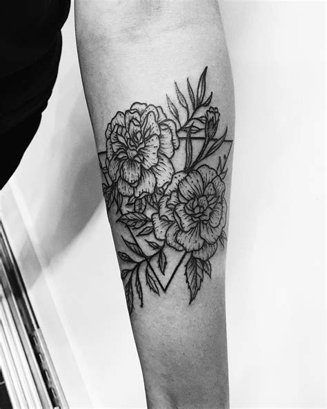 Marigold Flower Tattoo Black And White