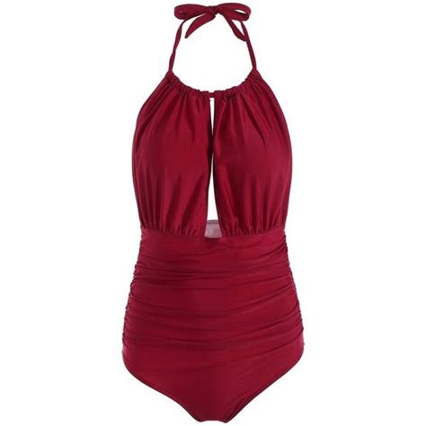 Halter High Waisted One Piece Swimsuit 20 Liked On Polyvore