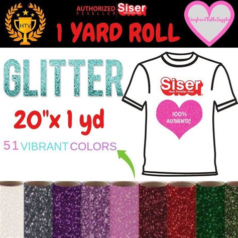 20 X 1 Yard Roll Siser Glitter Heat Transfer Vinyl T Shirt Vinyl