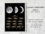 Lunar Calendar 2022 Moon Calendar 2022 Watercolor Moon Art | Etsy UK