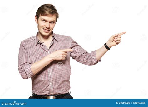 Young Man Is Showing Something Stock Image Image Of Pointing Manager
