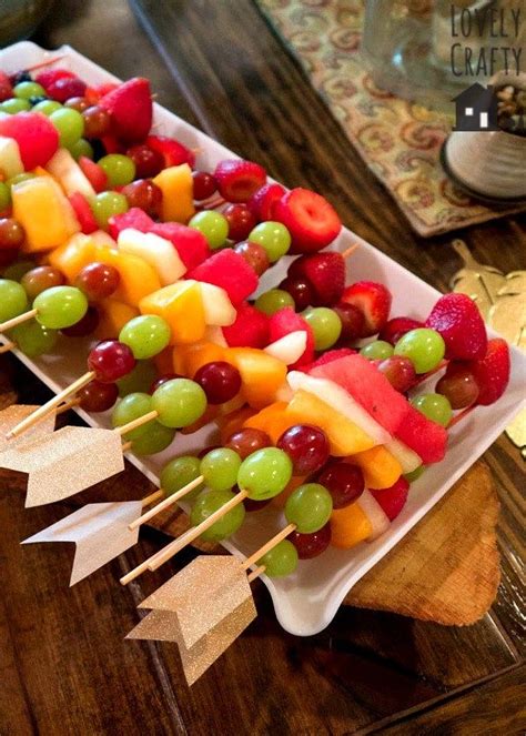 An Adventure Themed Baby Shower Fruit Skewers Dressing For Fruit