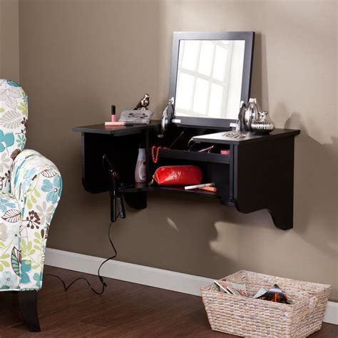 H black vanity seats makeup sofa stool. Teresa Wall Mount Vanity with Mirror | Wall mounted vanity ...