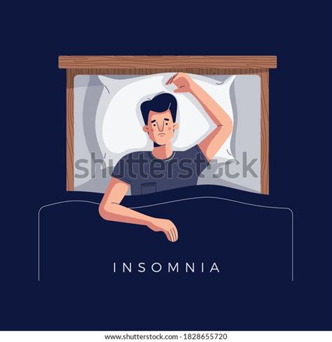Sleepless Young Man Suffers Insomnia Sleep Stock Vector Royalty Free