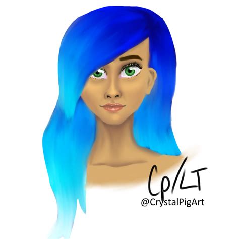 Blue Haired Girl By Crystalpigart On Deviantart