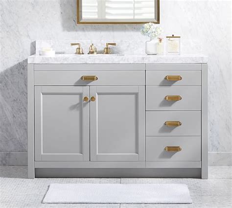 Complete your bathroom with this both stylish and functional vanity by allen + roth. Davis Asymmetric Single Sink Vanity with Drawers | Pottery ...