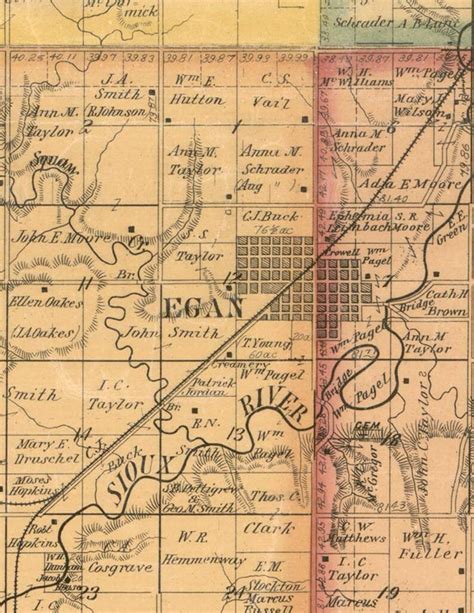 Moody County South Dakota 1896 Old Wall Map With Landowner Etsy