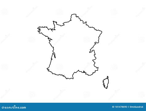France Outline Map National Borders Country Shape Stock Vector