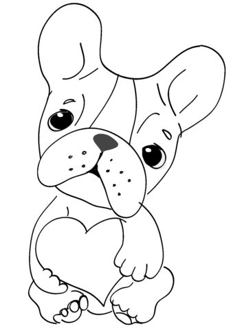 Kids can play with an array of colors and paint on these sketches which may appear both cartoonish as well as realistic. Cute Dog with Heart coloring page | Free Printable ...
