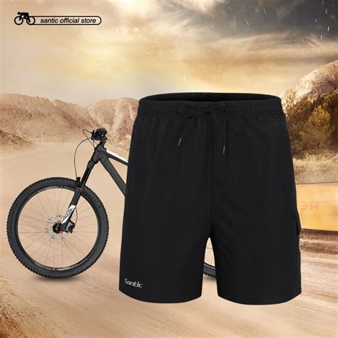 Buy Santic Men Summer Black Cycling Shorts Loose Fit Coolmax 3d Padded Drawcord