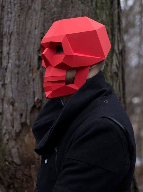 Papercraft 3d Skull Mask Gothic Halloween Pepakura Carnival Etsy