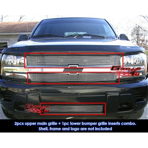 Compatible With 02 05 Chevy Trailblazer Lt Ls Ss Billet Grille Combo