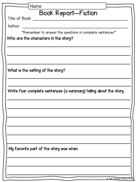 Book Report Template 2nd Grade Book Report 3 And 4 Practice Writing