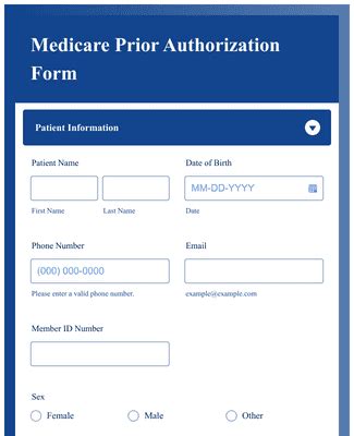 Medicare Prior Authorization Form Template Jotform