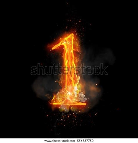 Fire Number 1 One Burning Flame Stock Illustration 556387750 Shutterstock