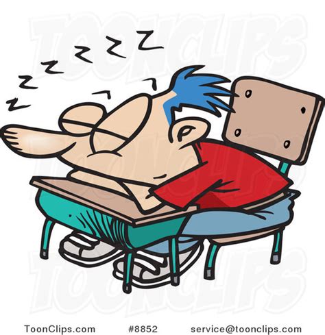 Cartoon School Boy Sleeping On His Desk 8852 By Ron Leishman