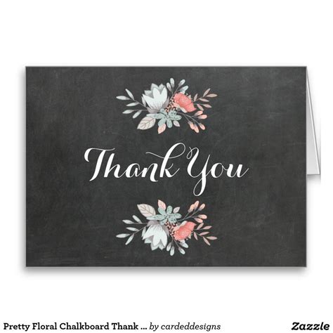 Pretty Floral Chalkboard Thank You Stationery Note Card Custom Thank