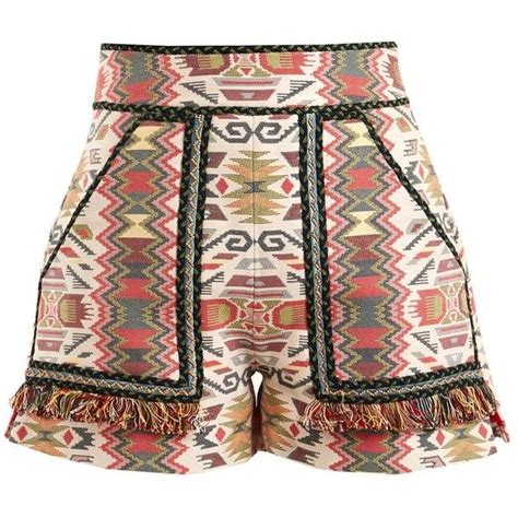 Talitha Aztec Jacquard Cotton Blend Shorts 496 Liked On Polyvore Featuring Shorts Colorful