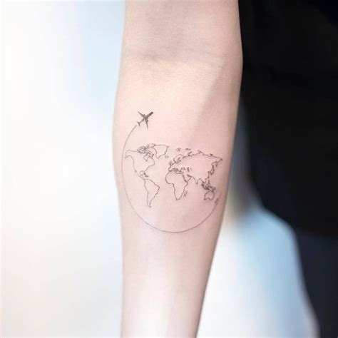 Flat Globe Map Tattoo