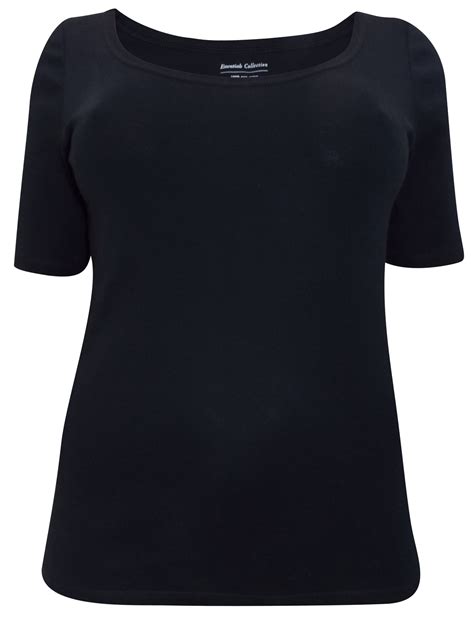 Marks And Spencer Mand5 Black Pure Cotton Half Sleeve T Shirt Plus