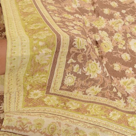 Kreatvkraft Vintage Sari 100 Pure Silk Sarees Browngreen Etsy Australia