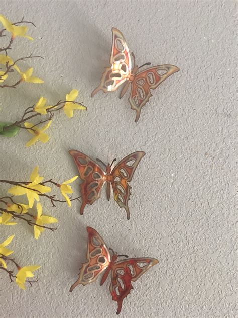 Copper Butterflies Set Of 3 Butterflies Wall Art Metal Etsy
