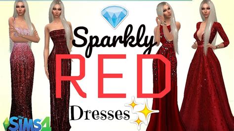 Top 4 Sparkly Red Dresses The Sims 4 Cc Links Youtube