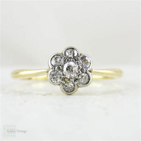 Reserved Antique Diamond Engagement Ring Daisy Flower Shaped Old Cut