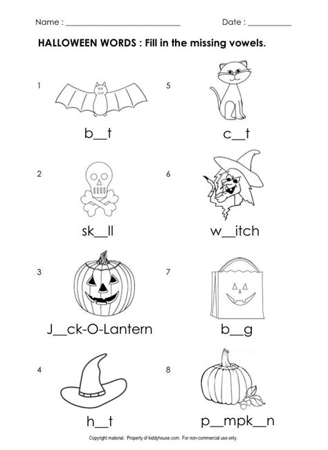 1 based on their findings, scientists say we will have a bad winter this year2 the driver will help you with your bags. Free Halloween Worksheets : Fill in the missing vowels ...