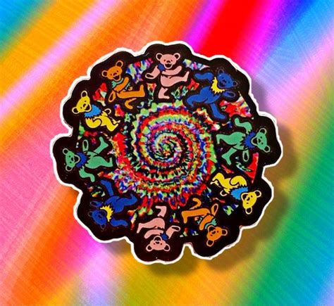 Grateful Dead Dancing Bear Trippy Stickers Grateful Dead Etsy