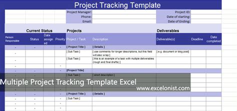 Working Of Multiple Project Tracking Template Excel