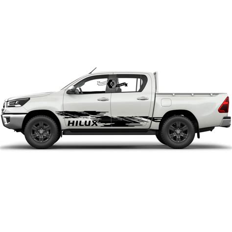 Pair Toyota Hilux 2022 Rally Doors Stripe Side Splash Distressed Rocker