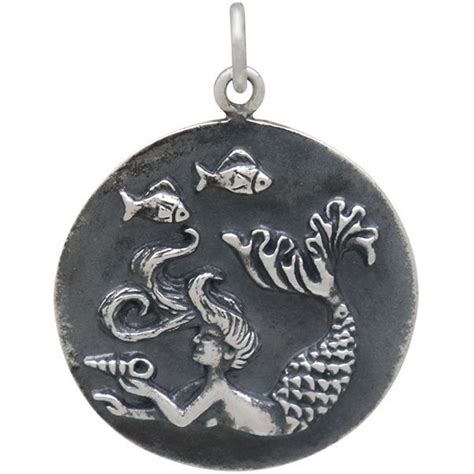 Sterling Silver Mermaid Coin Charm Mermaid Jewelry Nautical Etsy