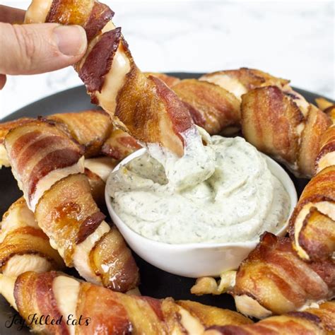 Bacon Wrapped Chicken Tenders With Ranch Dip Joy Filled Eats