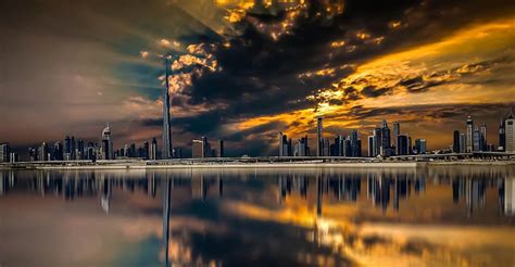 Dubai Amazing Sunset City Sea Hd Wallpaper Peakpx
